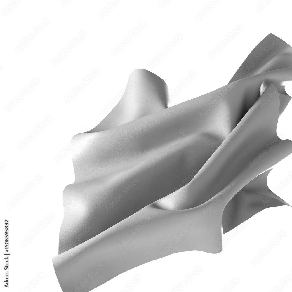 Poster a close-up of a white fabric with a smooth, silky texture. the fabric is draped and folded, creating