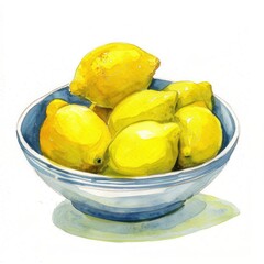 Vibrant lemons in ceramic bowl