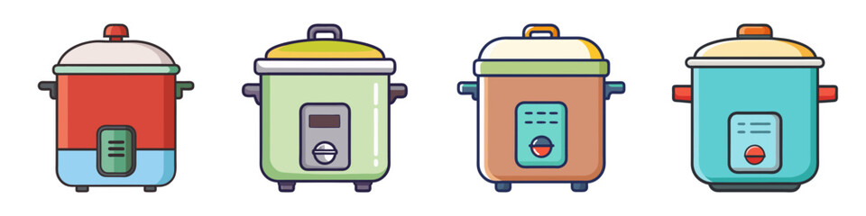 Rice Cooker Flat Illustration Simple Kitchen Appliance Vector in Flat Style