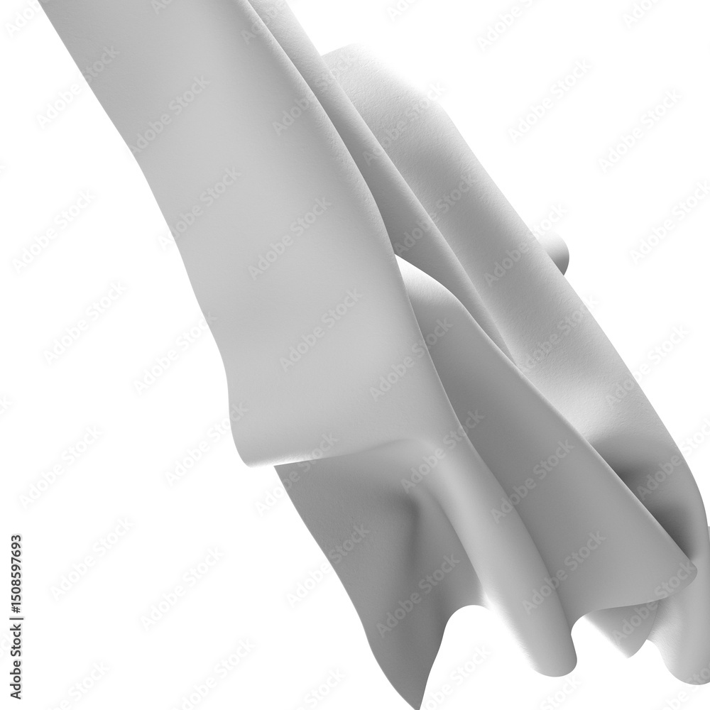 Poster a close-up of a white fabric with a smooth, silky texture. the fabric is draped and folded, creating