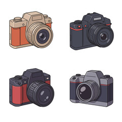  Camera icon set. Photo camera in flat style. Vector 