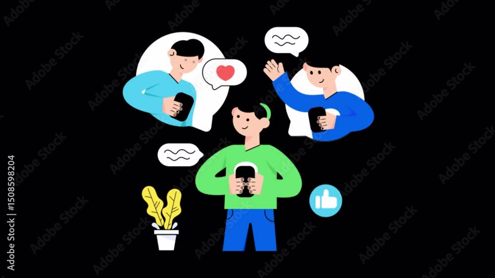 Aufkleber group chatting motion graphic rendering with transparent alpha channel