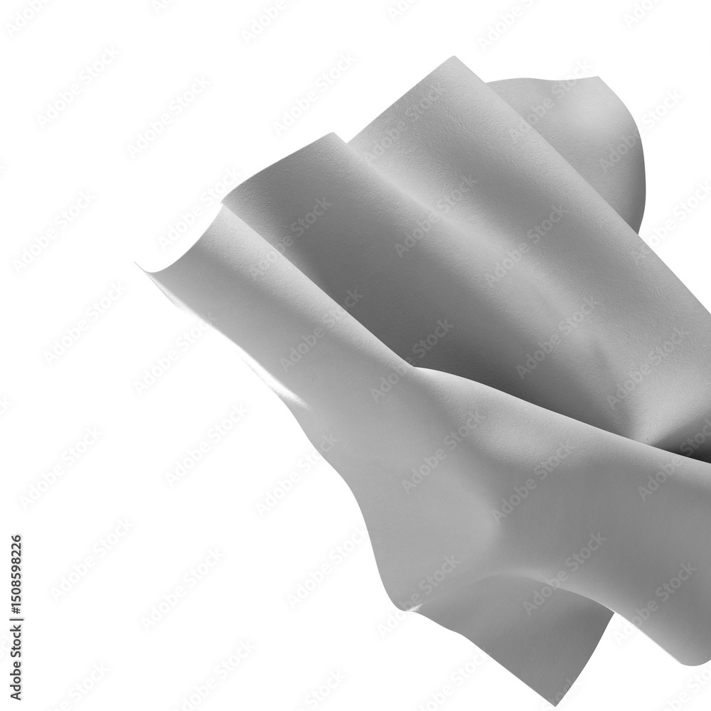 Poster a close-up of a white fabric with a smooth, silky texture. the fabric is draped and folded, creating