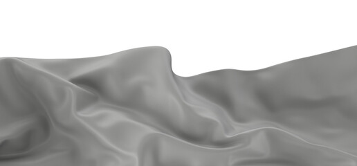 A close-up of a white fabric with a smooth, silky texture. The fabric is draped and folded, creating an abstract pattern and a sense of movement.