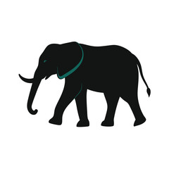 Obraz premium Silhouette of an african elephant with teal accents on a white background vector illustration