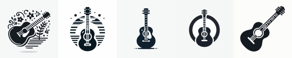 Vector silhouette of a guitar.