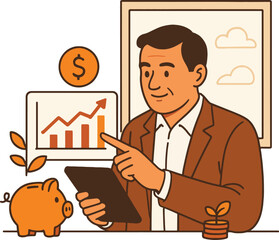 Financial Growth Vector Illustration on White Background