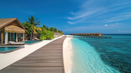 Fototapeta premium Luxury Beachfront Villas in Maldives: Tropical Getaway