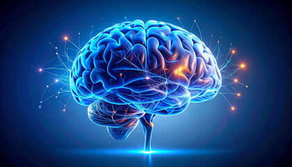 Glowing Neural Networks: A Detailed 3D Illustration of the Human Brain