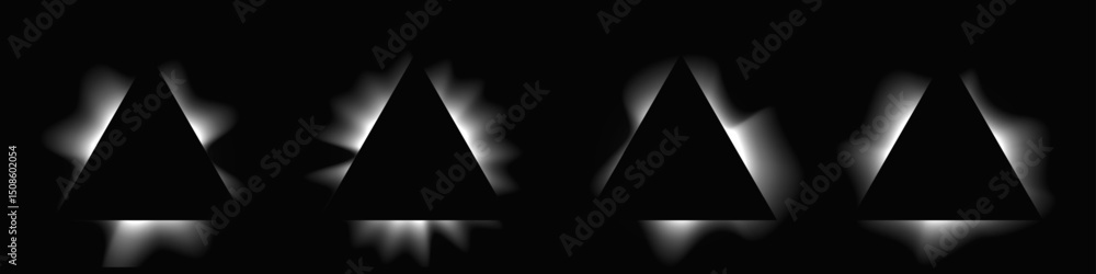Poster set of triangle illuminate light frames