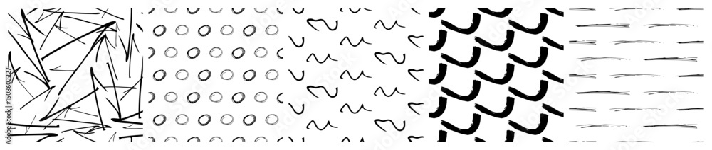 Aufkleber set of seamless patterns with scribble smears