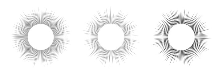 Set of sun symbols on white background