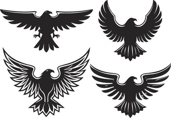 Eagle Wingspan Emblem – Front-Facing Crest Silhouette with Spread Wings