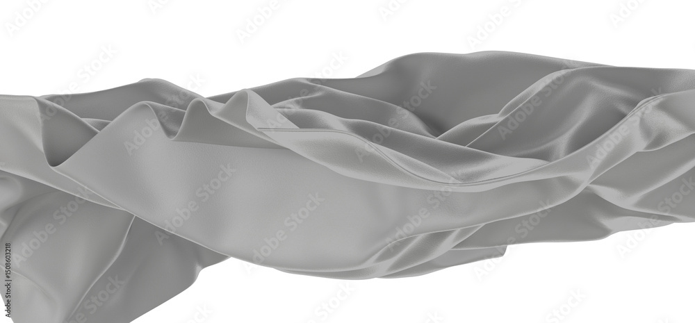 Poster a close-up of a white fabric with a smooth, silky texture. the fabric is draped and folded, creating