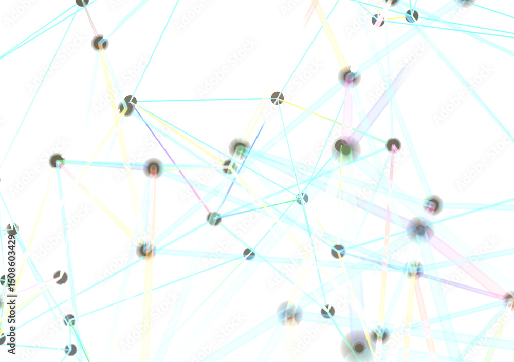 Leinwandbilder abstract colorful network of lines and nodes
