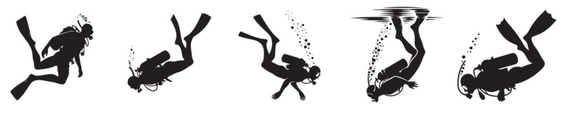 vector silhouette of a diver