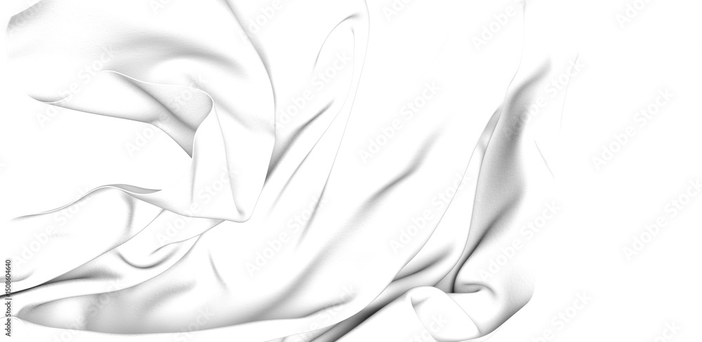 Poster A close-up of a white fabric with a smooth, silky texture. The fabric is draped and folded, creating an abstract pattern and a sense of movement.