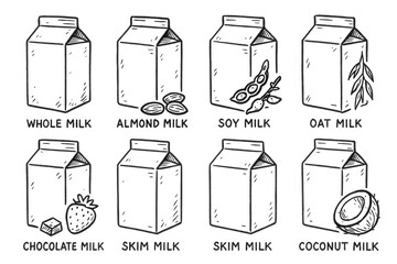 Hand-Drawn Milk Icons