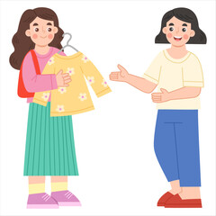 Illustration of Woman Shopping for Clothes
