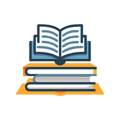 Stack of Books with Open Book Icon