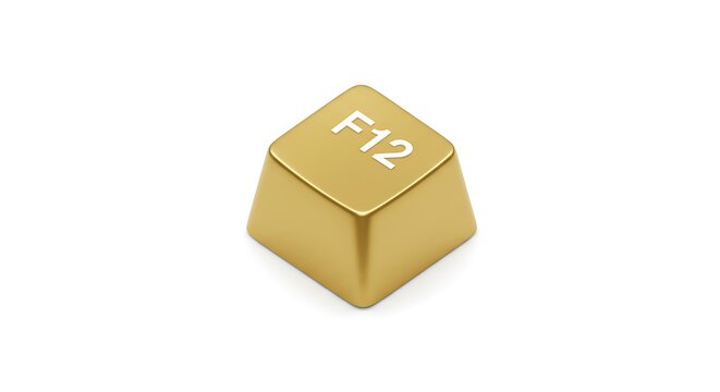 Golden F12 Keycap on White Background