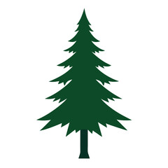 Green Stylized Pine Tree Silhouette icon on white background