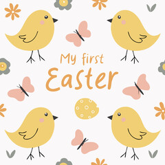 Cute Chicks & Easter Egg: My First Easter Card Design