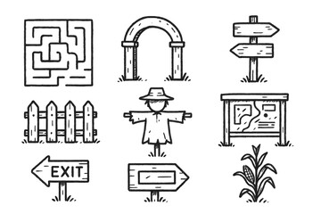 Hand-Drawn Maze Icons