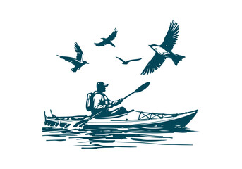 Kayak hand drawn sketch vector illustration © Shutoda
