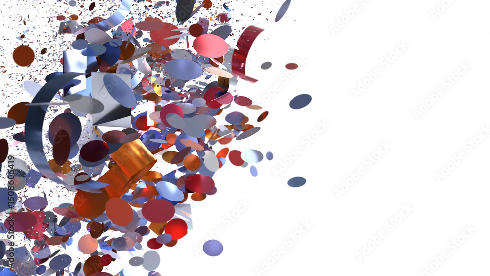 Fototapete vibrant 3d rendered image of colorful shapes exploding, ideal for modern designs and presentations.