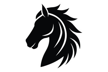Monochrome horse head silhouette vector art | bold and minimal animal face design
