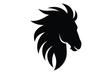 Smooth vector artwork of horse head silhouette | stylish side view black icon