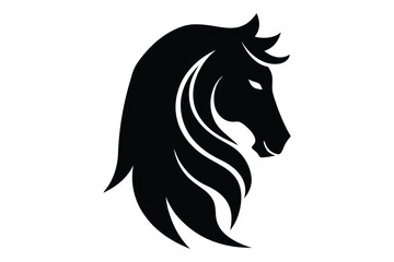 Flat horse head silhouette vector image | minimal wild animal drawing in black
