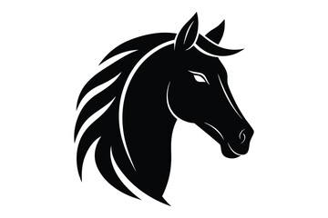 Dynamic horse head silhouette vector in black | stylish and strong animal art