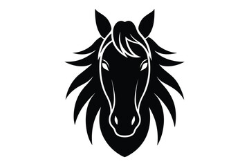 Smooth black horse head silhouette vector | side profile elegant animal art