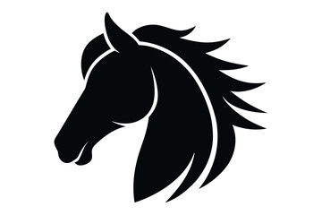 Classic black horse head silhouette in vector | simple and sharp animal art