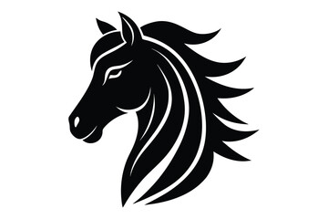 Vector illustration of horse head silhouette | wild animal side face minimal art