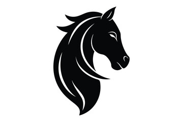 High quality horse head silhouette vector image | black equine side face in minimalist style