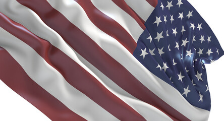 Waving American Flag Isolated on White