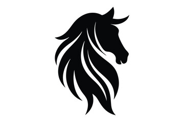 Minimalist horse head silhouette vector art | simple monochrome wild animal profile design