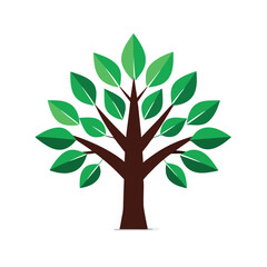 Obraz premium Vibrant Green Leaf Tree Vector Illustration Icon on white background