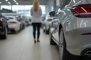 Fototapeta premium Car dealership interior with vehicles on display for sale Generative AI
