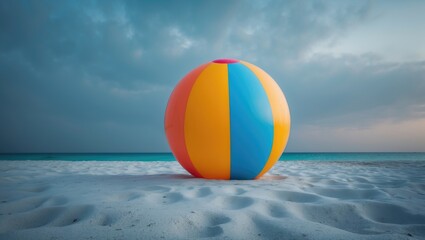 Single Colorful Inflatable Beach Ball Isolate with Empty Copy Space for Text