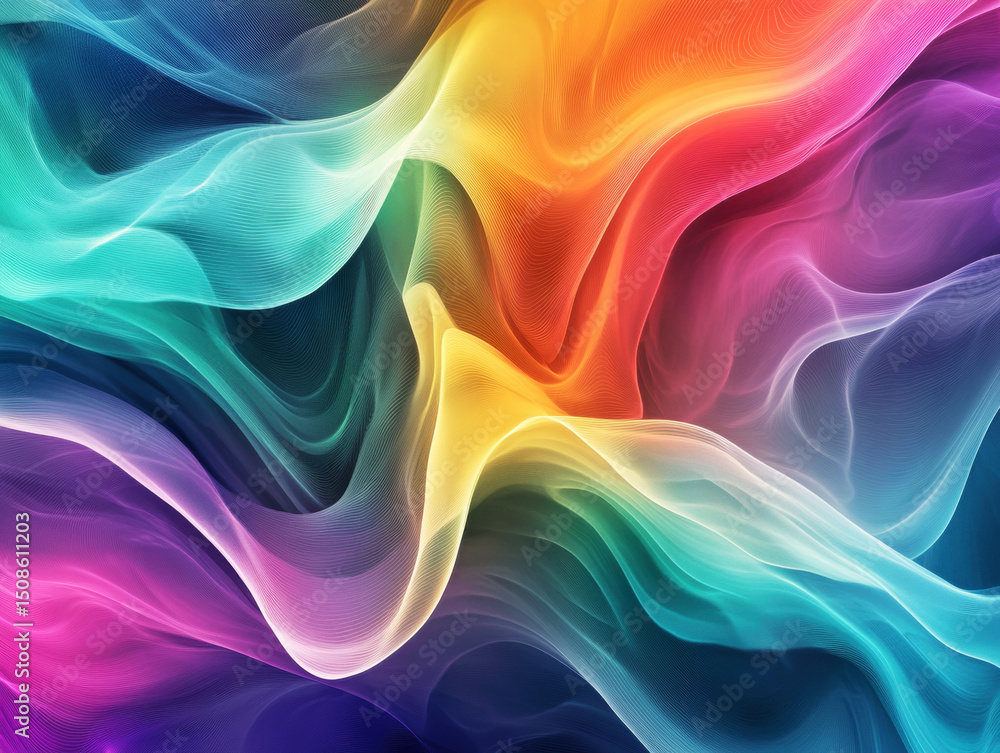 Poster colorful abstract waves create dynamic visual movement in design