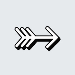 Obraz premium Bold and Geometric Arrow Icon Featuring Multiple Layers, Indicating Forward Movement with Strong and Clean Lines, Representing Progress, Travel, and Navigation in a Minimalistic Black and White Design