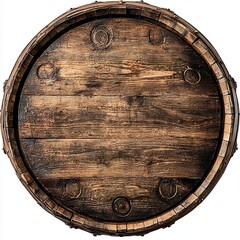 Fototapeta premium Rustic Wooden Barrel Top View, Wooden Texture, Barrel Staves ,barrel,wood texture