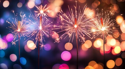 Sparkler Lights Bokeh Background, Celebration, Festive fireworks, holiday