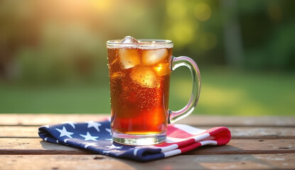 Iced Tea with American Flag Decor on 4th of July Picnic