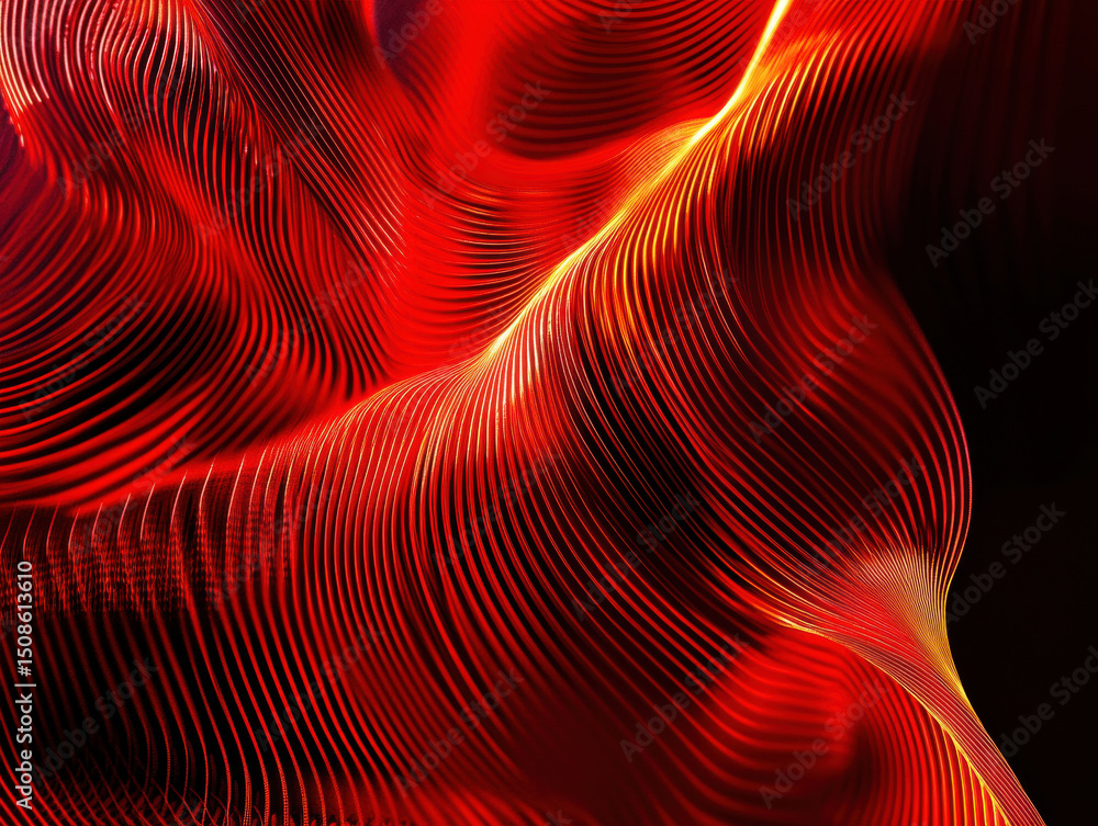 Poster dynamic red waves create an abstract visual experience in motion
