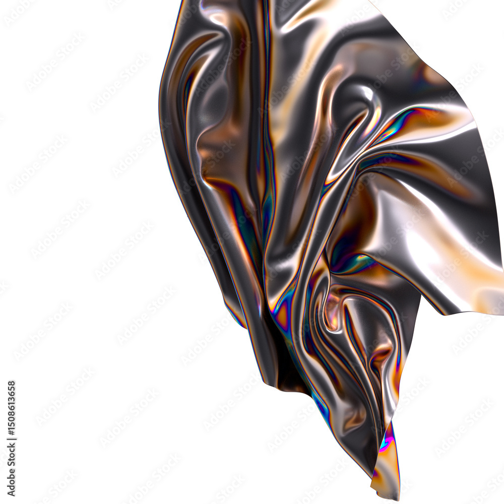 Poster abstract iridescent folds of metallic fabric a symphony of colors and shapes
